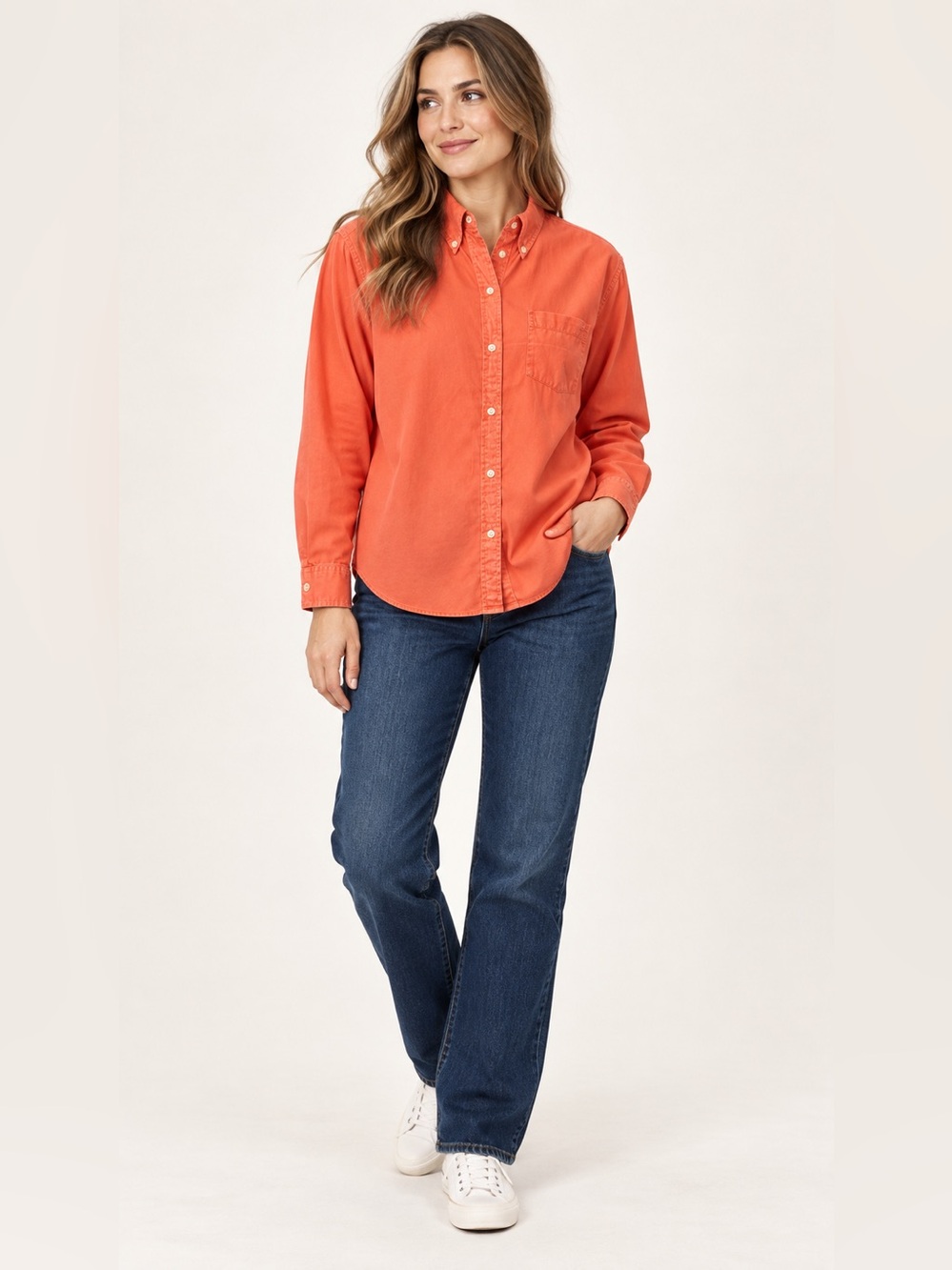 American Eagle Outfitters Coral Cotton Button Down Shirt XL